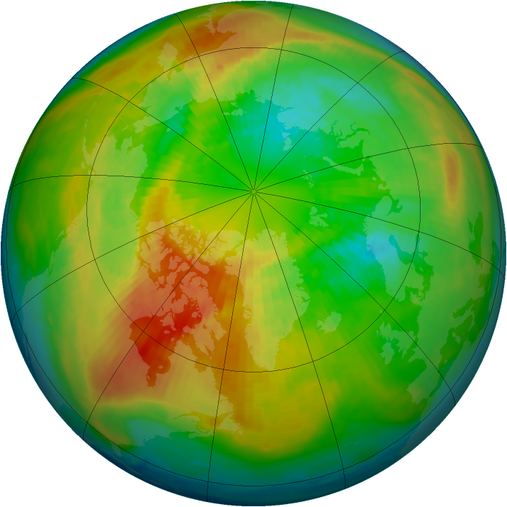 Arctic ozone map for 13 March 1993